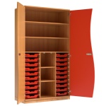 Wellentürenschrank, 190 cm hoch, 105x50 cm (B/T), Tür rechts rot, 